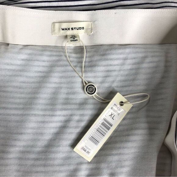 Max Studio Wrap Skirt Ruched Side Midi White/Black Striped Size XL NWT - Picture 5 of 12